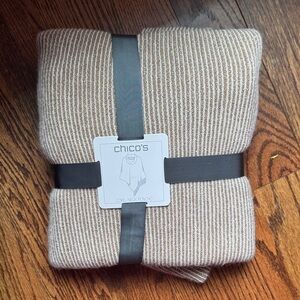 Chico's Tan and White Knit Poncho